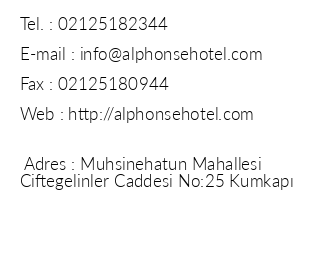 Alphonse Hotel iletiim bilgileri